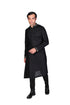 Black Linen Angrakha with chirag EMB Details and Black Slim Pants